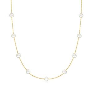 Ross Simons 14K Yellow Gold 5-5.5mm Cultured Pearl Station Necklace NWT